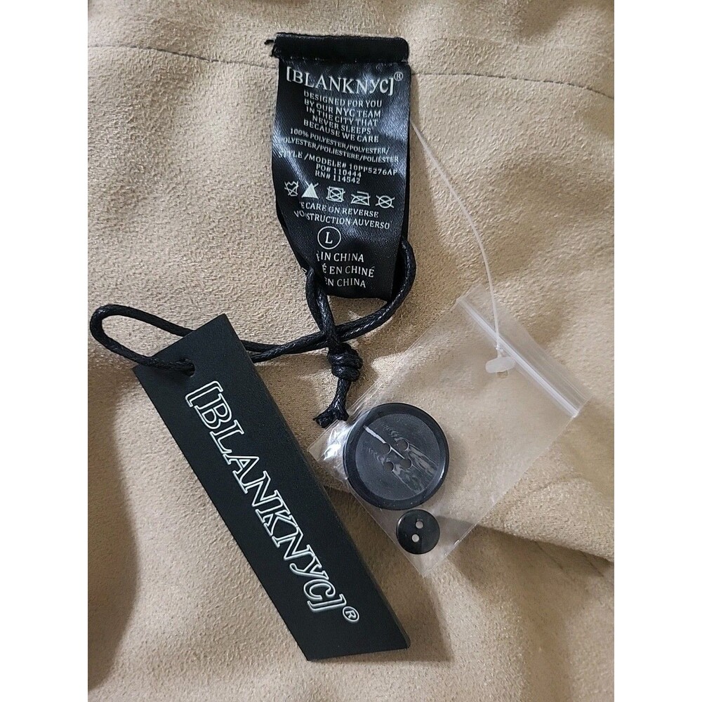 Blank NYC Anthropologie Renegade Gray Plaid Longline Jacket Faux Suede L New - Picture 7 of 9